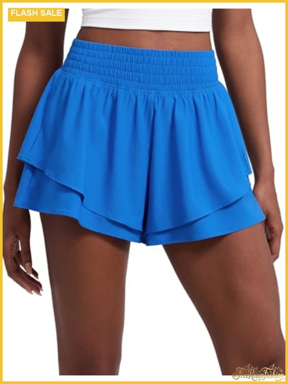 Drapey Double Ruffles Athletic Shorts High Rise with Built-in Liner